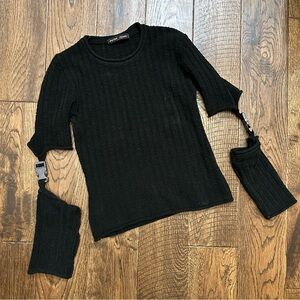 Petra Jeans cropped black sweater - vintage 90s 2000s top from Europe
